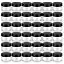 Loretoy 36 Pack 1 OZ Plastic Jars with Lids, BPA Free, Reusable, Refillable Transparent Cosmetic Containers for Bath Salts, Cosmetics, Powders, Beauty Product and Small Accessories (Black)