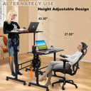Adjustable Standing Desk with Wheels, Portable Rolling Walking Pad Desk, Small Laptop Table for Home Office, Sit Stand up Workstation, Size 15.7"x31.5", Black