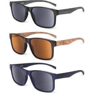 LADEESSE 3 Pack Bifocal Reading Sunglasses For Men/Women - Fashion UV400 Sunglasses With Readers Built In Sun Outdoor (Non-bifocal Lens)