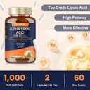 Totaria Alpha Lipoic Acid 1000mg - ALA Supplement Antioxidant for Neuropathy Support Nerve Health, Liver Detox, Antioxidant, Metabolism and Cell Energy, Anti-Aging - Non-GMO, Gluten Free, Vegan Safe