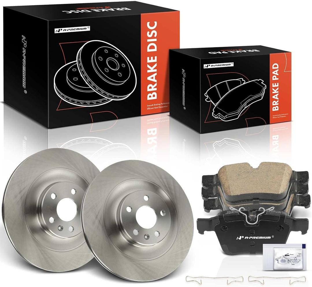 A-Premium 13.39 inch (340 mm) Rear Vented Disc Brake Rotors + Ceramic Pads Kit Compatible with Select Volvo Models - XC90 2016 2017 2018 2019, 6-PC Set A-Premium 13.39 inch (340 mm) Rear Vented Disc Brake Rotors + Ceramic Pads Kit Compatible with Select Volvo Models - XC90 2016 2017 2018 2019, 6-PC Set