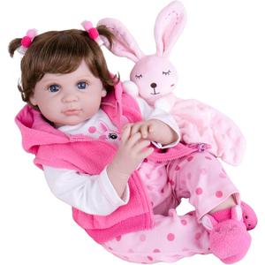 Milidool Lifelike Reborn Baby Dolls Girl, 22 inch Realistic Silicone Baby Doll Weighted Soft Body Baby Doll Real Life Baby Dolls with Accessories for 3+ Year Old Girls Gifts, Pretend Play, Collection (Lucy)