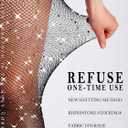 SUREPOCH Powerhouse Sturdy Radiant Rhinestone Fishnet Stockings, Plus Size Tights Club Outfits for Women (Medium-X-Large, Black)