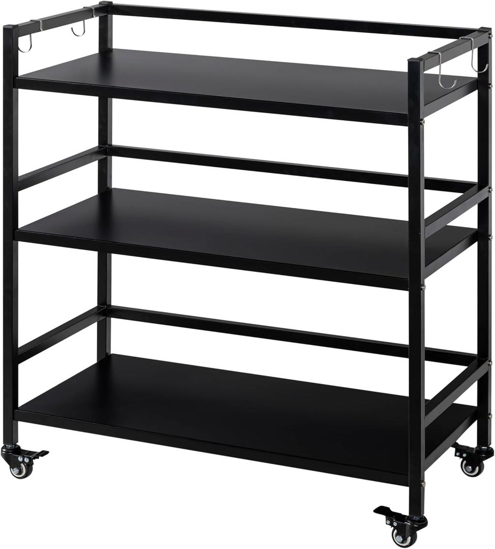 WHUANGKAKAMetal Storage Shelves,Garage Storage Shelving,Standing Storage Shelf,Black Metal Storage Rack,3 Tier Metal Shelving,Metal Shelves for Storage,Move Storage Shelf,Shelving Unit Organizer.