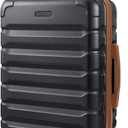 LIGHT FLIGHT Carry On Luggage 22x14x9 Airline Approved, Expandable Carry On Suitcases with Wheels, Lightweight Luggage, Durable Hard Shell 20 Inch Rolling Suit Case for Men Women Travel Black/Brown