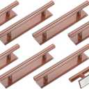 uxcell 8 Pack Self-Stick Push Pull Helper, 6 Inch Plastic Adhesive Cabinet Handles Round Stick-on Handle for Kitchen Cabinet Window Sliding Closet Door Wardrobe(Rose Gold)