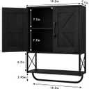 RUSTOWN Farmhouse Medicine Cabinet with 2 Barn Door, Wood Wall Mounted Storage Cabinet with Adjustable Shelf and Towel Bar, 3-Tier Bathroom Cabinet for Bathroom, Living Room(Black, Medium), 19.3 inches x 26 inches x 7.1 inches