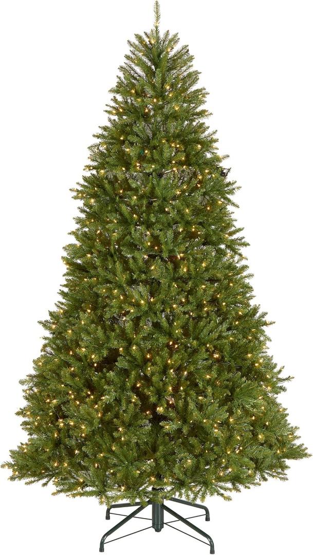 National Tree Company Pre-Lit Artificial Full Christmas Tree, Green, Dunhill Fir, White Lights, Includes Stand, 9 Feet