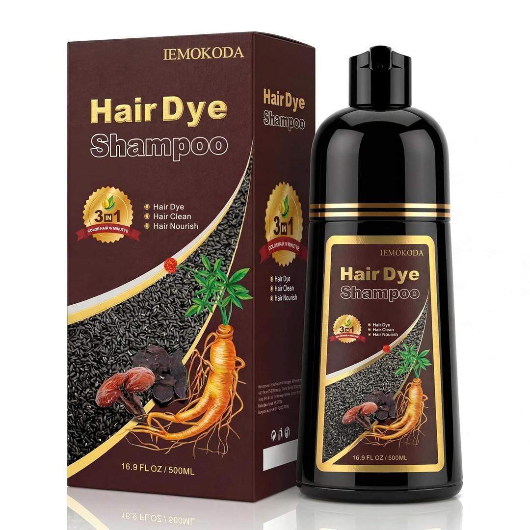 Chestnut Brown Hair Dye Shampoo 3 in 1, Long-lasting & Natural Hair Color Shampoo, Herbal Ingredients Natural Shampoo Hair Dye Effect in Minutes, Gifts for Men Women 500ml
