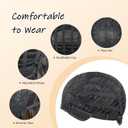 Bob Wig, 14 Inch Black Mixed Brown Short Bob Wigs with Bangs for Women Girls, Loose Wavy Hair Shoulder Length Synthetic Bob Wig for Cosplay Daily Party Use, Adjustable Straps Wigs with Wig Cap