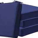 Outdoor Chair Cushions Set of 4 -Waterproof Outdoor Seat Cushions for Patio Furniture, Patio Chair Cushion with Handle and Ties, Square Out Door Chair Pads,19" x 19" x 3", Navy Blue