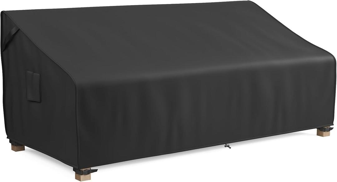 MR.COVER 3-Seater Outdoor Couch Cover, Patio Furniture Covers Waterproof, Fits up to 88W x 40D x 35H inches, with Air Vent and Handles, Black