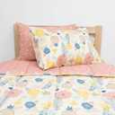 Beddy's Flower Blossoms Girls Durable Zipper Bedding for Kids, Bed in a Bag, Floral Sheets and Comforter, Easy to Make and Wash, Includes Pillowcase and Pillow Sham, Super Soft All Season (Twin)