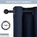 Pony Dance Kitchen Curtains for Decoration - Roman Shades Tie Up Curtain Valances Set Blackout Grommet Top for Home Decoration, W 42 x L 45 in, Navy Blue, Set of 1