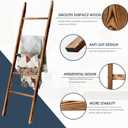 5-Tier Blanket Ladder Wooden, 5.3FT(63'') Blanket Quilt Holder Rack Decorative Ladders, Easy Assembly, Rustic Farmhouse Ladder Shelf for The Living Room Bedroom Bathroom Home Decor, Brown