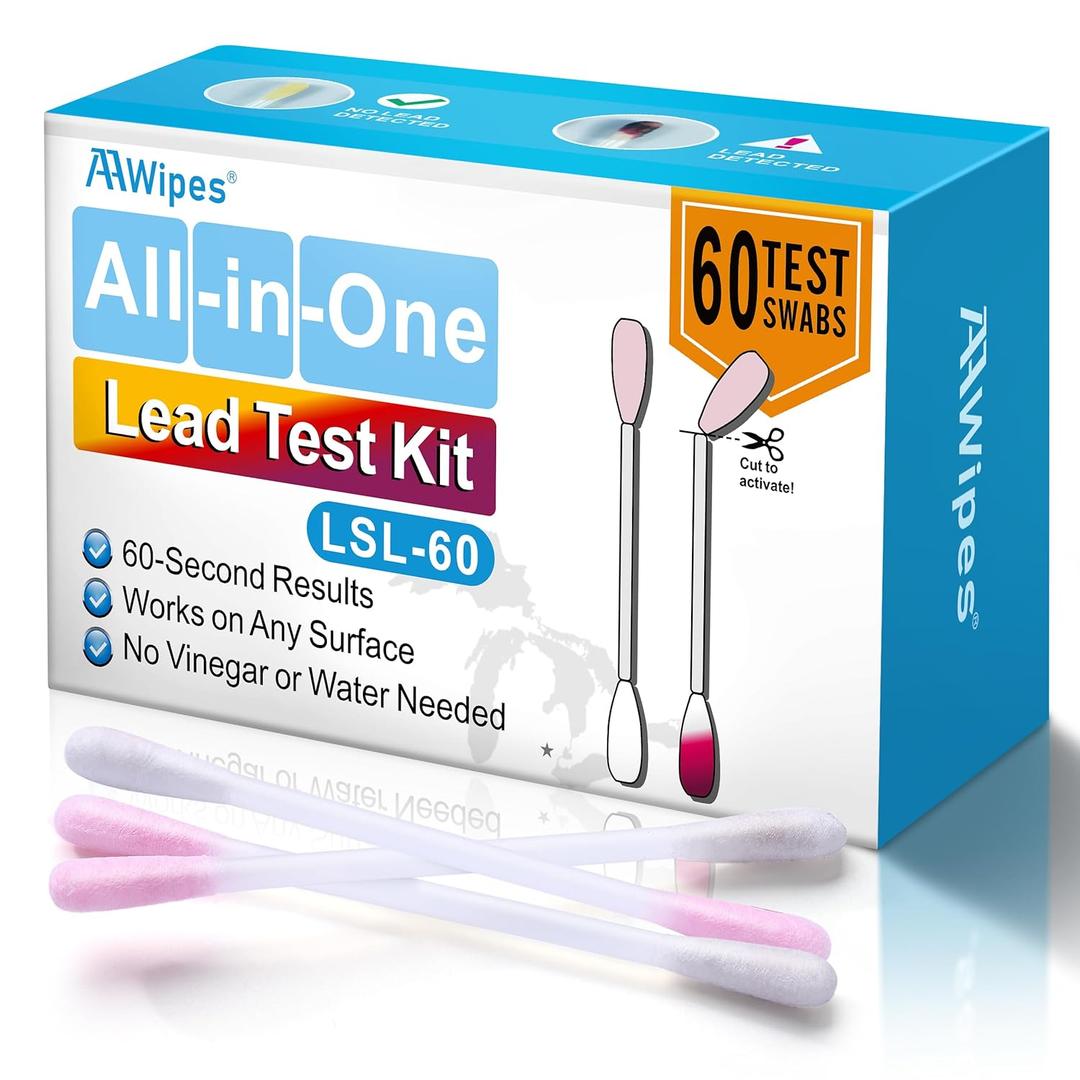 AAwipes Lead Test Kit All-in-1 60 Swabs, Accurate Results in 30 Seconds at Home Lead Testing Kit for Dishes Works for All Surfaces No Vinegar or Water Needed