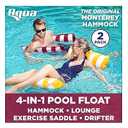 Aqua LEISURE 2 PackAqua Original 4-in-1 Monterey Hammock Pool Float & Water Hammock,  Inflatable Pool Floats for Adults – Patented Thick, Non-Stick PVC Material - Burgundy & Golden Sunshine