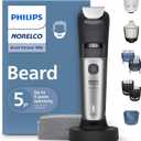 Norelco Philips Beard Trimmer 7000 Series, 100% Waterproof Trimmer for Men, 40 Lock-in Hair Length Settings, BeardSense Power Adaptability, Detail & T-Blade Trimmer Heads, Charging Stand, BT7670/40 (Black)