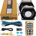 12V 400W 18 Tones Police Siren Mic PA System Wireless Car Alarm System with Emergency Warning Loud Horn Speaker & Remote Control for Firefighter Ambulance Vehicles Truck Car SUV ATV UTV