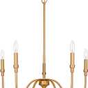 Gold Chandelier, 5-Light Farmhouse Linear Pendant Lighting Fixture for Kitchen Island Dining Room Over Table Living Room Home Office (Muted Gold, 5-Light)