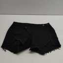 PINSV Women's High Waisted Crossover Denim Shorts (X-Large, Black)