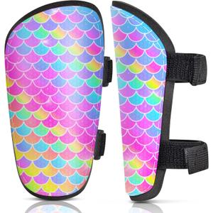 Shin Guards Soccer Kids Girls Youth,Shin Pads Shin Guard Protection Kids Girls Toddler,Soccer Shin Guards for Kids 2-7 Years Old Girls Toddler,Soccer Equipment for Football Games (Small, Rainbow Mermaid)