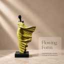 Golden Flowing Dress Abstract Woman Resin Statue, Large