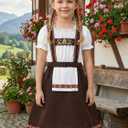 Girls Bavarian Oktoberfest Costume German Dirndl Dresses Outfit Fraulein Oktoberfest Costumes Kids (Brown) XL