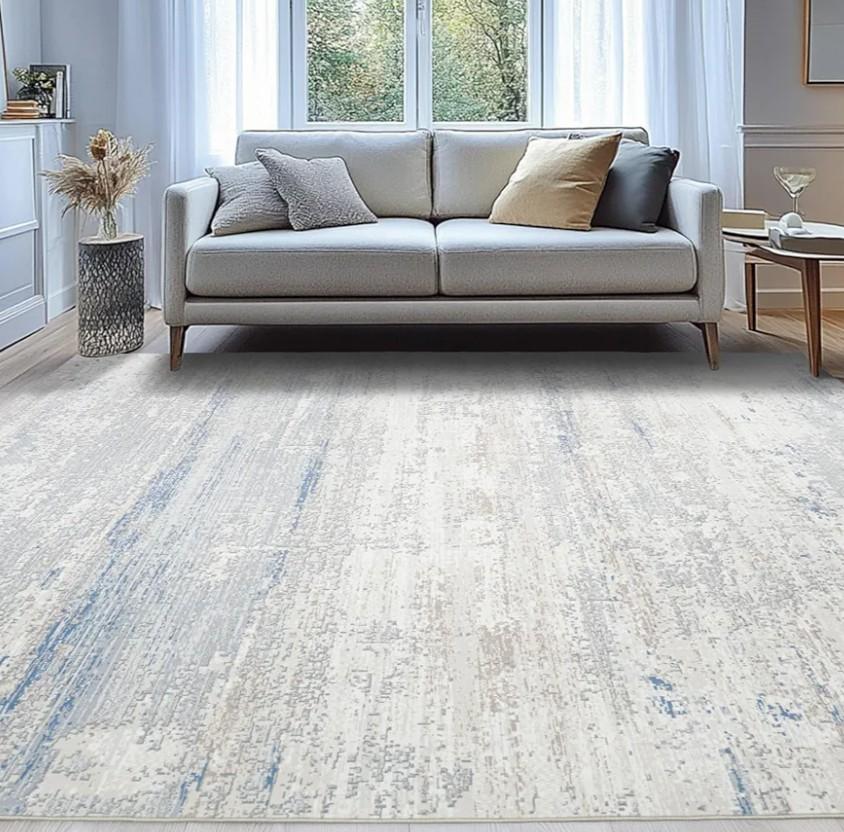 Washable Rugs 8x10 Area Rugs for Living Room- Modern Abstract Rugs for Bedroom,Dining Room, Large Soft Low Pile Carpet with Non Slip Rubber Backing,Neutral Accent Rug for Nursery Home Office