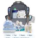 Mancro Diaper Bag Backpack, Multifunctional Baby Diaper Bag Backpack For Men Women with Stroller Straps, Travel Water Resistant Baby Diaper Backpack with 2 Side Insulated Pockets, White Grey