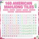 1.2'' American Mahjong Set 160 Mahjong Tiles, Botanical Style, Rose, 1.2 x 0.9 x 0.5 inches