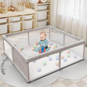Baby Playpen Play Pens for Babies and Toddlers Baby Fence Baby Play Yards for Indoor & Outdoor with Breathable Mesh Anti-Fall Playpen Grey (50"X50")