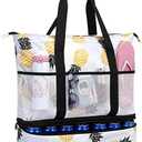 JIANYA Beach Bag Women Waterproof Sandproof Beach Tote Bags with Cooler Top Zipper Large Totes for Pool Travel Daily