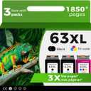 63XL Ink Cartridges for HP 63 XL Black Color Combo 3-Pack Replacement for HP63 HP63XL for 3830 4520 5258 3630 4650 5255 4652 4655 5200 4512 3632 5252 2132 1112 3631 2130 4510 4654 3634 3833 Printer