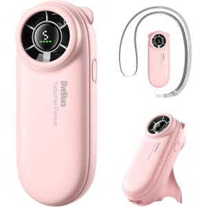 Diveblues TurboBear Portable Handheld Turbo Fan, 5 Gear Wind, Travel Essentials, Small Hand Held Fan Rechargeable, Mini Personal Fans Cooling, Battery Powered, Pocket Cute Gifts Women (2.5-8hrs, Pink)