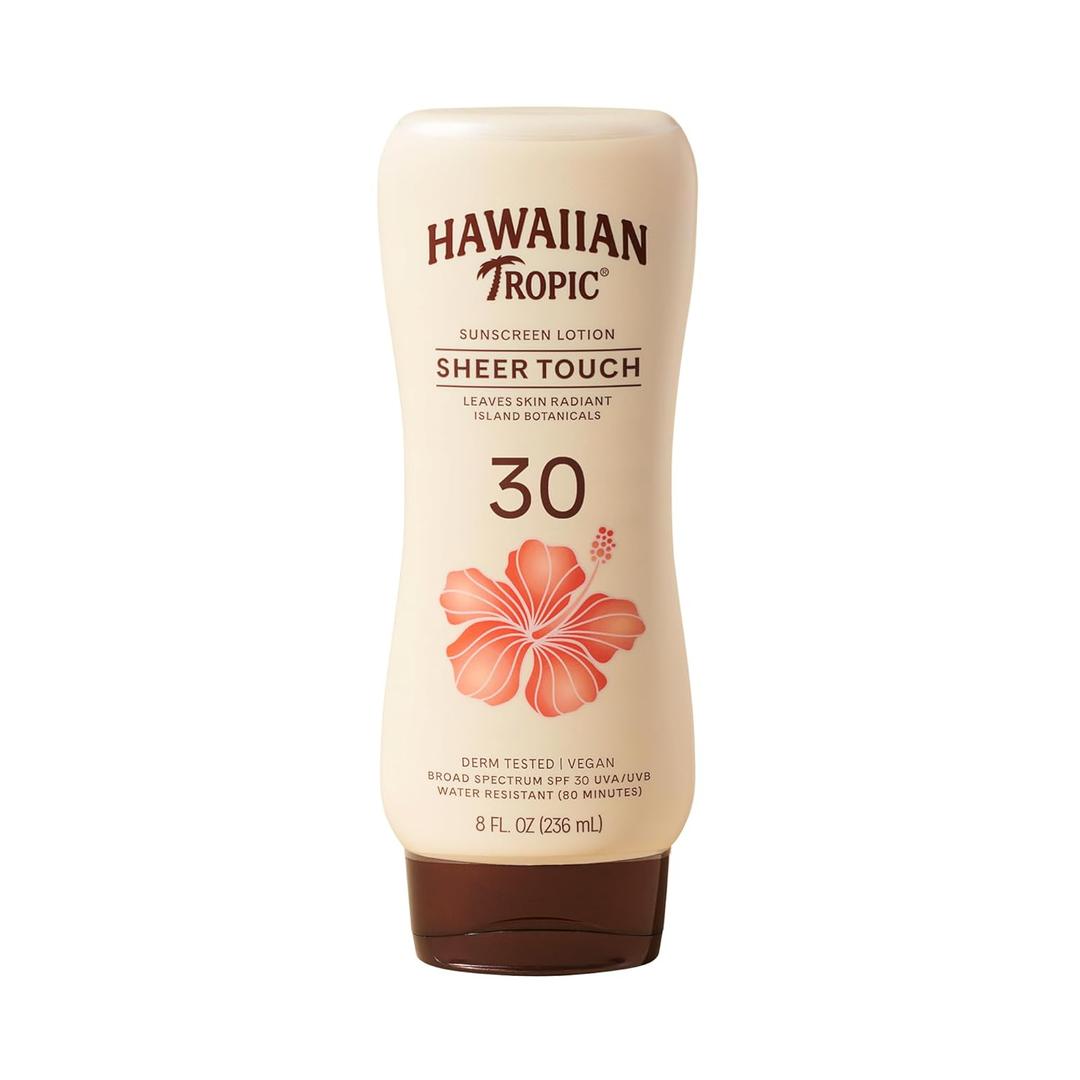 Hawaiian Tropic Sheer Touch Lotion Sunscreen, Moisturizing Broad-Spectrum Protection, SPF 30, Sun, Mango, 8 Oz