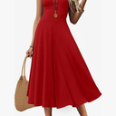 Women's Sleeveless Summer Dress Scoop Neck Casual Loose Flowy Midi Sundresses Tank Fit & Flare Beach Vacation Dress Size L