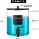 Glass Laundry Detergent Dispenser, 128 oz / 3.5L Fabric Softener Dispenser for Laundry Room Organization, Detergent Holder with Plastic Spigot (Black, 1 Pack)