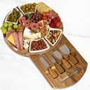 Acacia Cheese Board & Knife Set  Charcuterie Board with Ceramic Bowls, Slide-Out Drawer & Serving Utensils, Perfect for Entertaining  Ideal Gift for Weddings, Housewarming & Holidays (Plain / No Engraving)