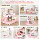 Baby Walker with Wheels, 7-in-1 Foldable Baby Walkers for Boys Girls 6-12 Months with Feeding Tray & Music, Lights,Rocker,Sun Canopy, Bouncing Pedal, Adjustable Wheel Speed, Push Walker (Pink)