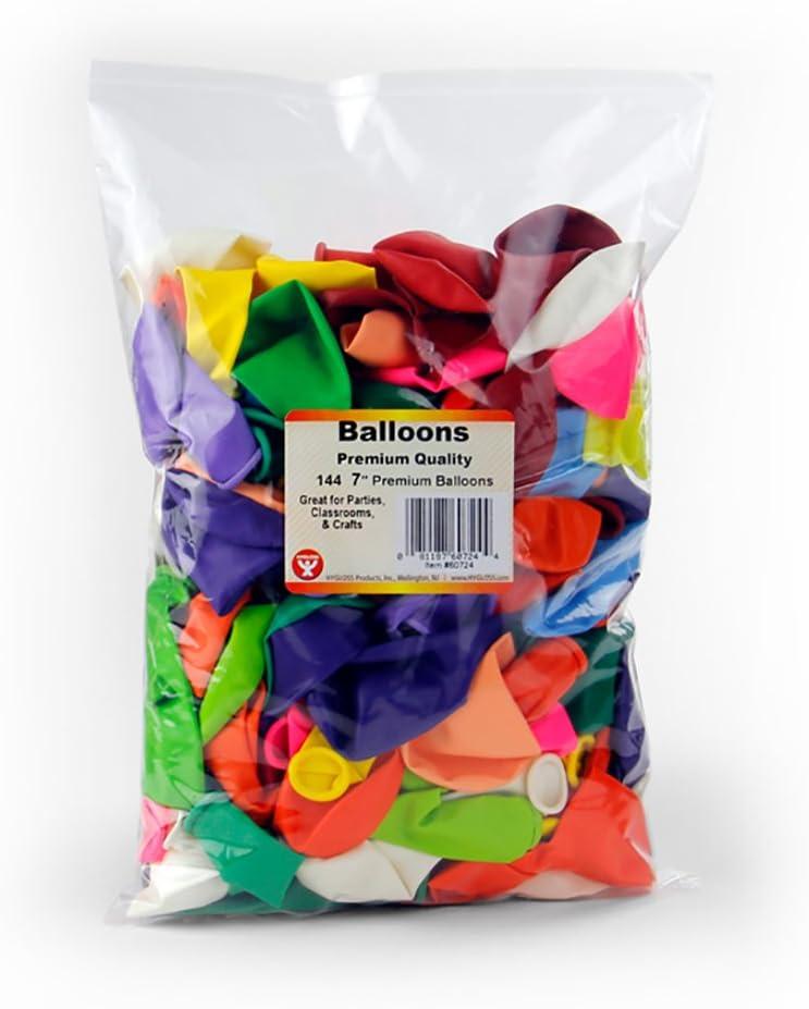Hygloss Products Party Latex Balloons - Decorations for Birthdays, Parties, Special Events, Holidays and More - Assorted Colors, 7 - Jumbo Pack of 144