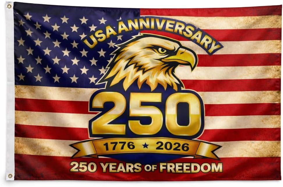USA 250th Anniversary Flag 17762026, Single Layer Lightweight Patriotic Flag, Fade Resistant American Independence Day Celebration Flag