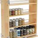 Pull Out Spice Rack Organizer for Cabinet, 6.5" W x 22.3" D x 25.2" H Multi-Use Solid Wood Slide Out Shelf for Kitchen Cabinet, Sliding Spice Rack for Cans & Jars, Pantry Organization