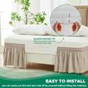 Biscaynebay Wrap Around Bed Skirts for Queen Beds with Short Drop of 12", Light Camel Adjustable Elastic Dust Ruffles Easy Fit Wrinkle Resistant Silky Luxurious Fabric Machine Washable