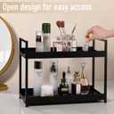 Bathroom Counter Organizer 2 Tier Vanity Storage Countertop Shelf Makeup Organizer Perfume Tray Skincare Holder for Sink, Dresser, Kitchen, Large Black