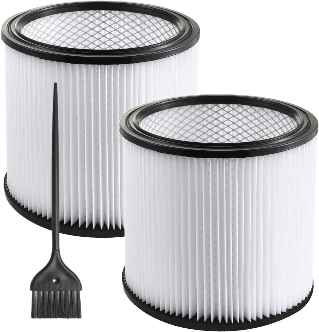 2 Pack Replacement Cartridge Filter Compatible with Shop-Vac 90304, 90350, 90333, 903-04-00, 9030400, Fits most 5 Gallon and Above Wet/Dry Vacuum Cleaners (Synthetic)