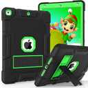 TIMISM iPad 9th Generation Case, iPad 8th/7th Generation Case, iPad 10.2 2021/2020/2019 Case with Kickstand, Heavy Duty Shockproof Hybrid Three Layer Protective Cover for Kids, Black+Green
