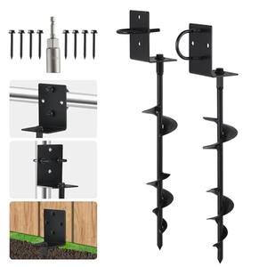 Multi-Purpose Ground Anchors, Trampoline Stakes Screw in, Fully Welded Anchors Stakes Heavy Duty 20'', Solid Anchors for Trampoline, Swing Set, Carport, Shed, More, Mobile Home, Set of 2