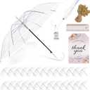 30 Pack Clear Umbrella Wedding, Auto Open Transparent Stick Umbrella with White J Hook Handle, Windproof Waterproof Large Canopy Umbrella for Bride Groom Photography Golf Outdoor Events