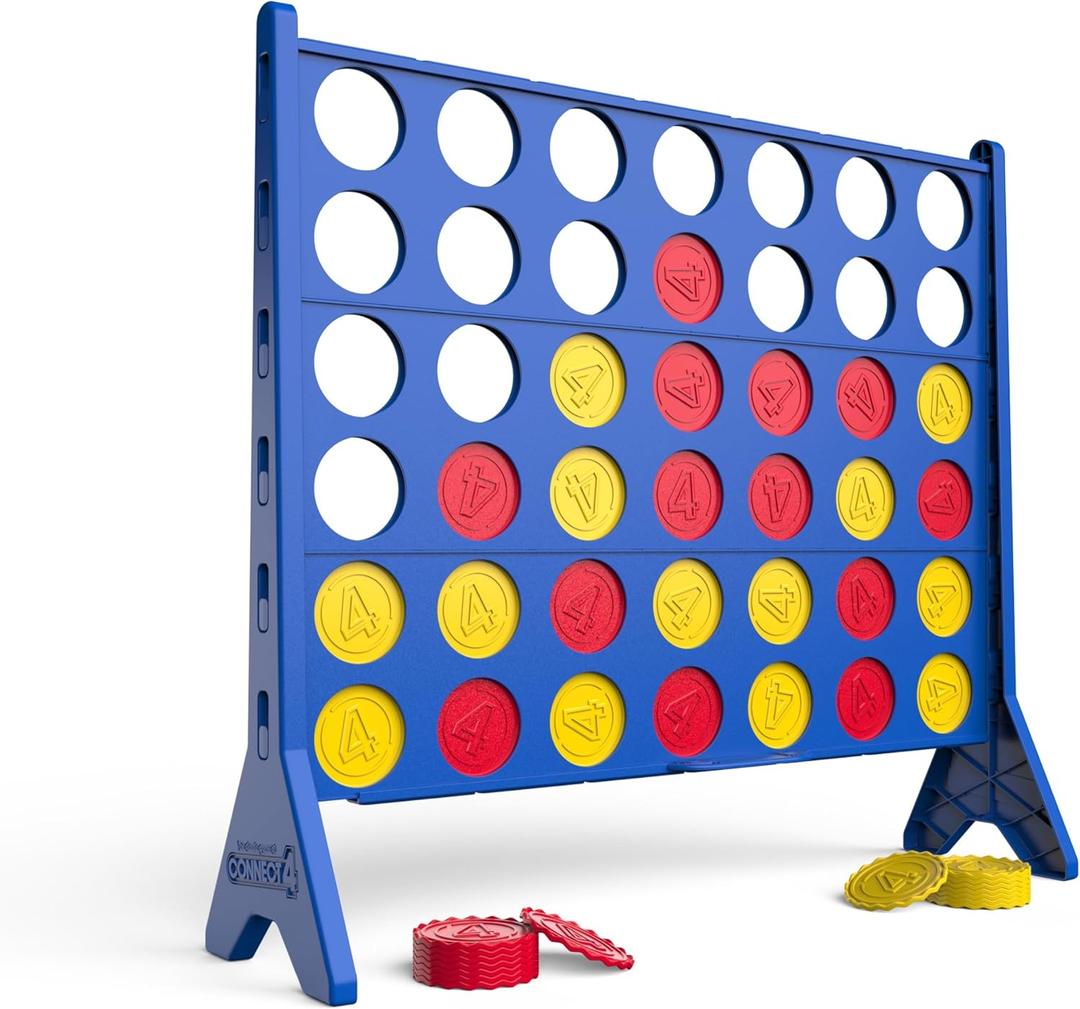 Connect 4 Oversized Edition Game - Giant Classic Four-in-a-Row Family Fun - Indoor & Outdoor Strategy Board Games for Adults & Kids - 42-Count Colorful Discs - Quick Assembly & Slide Release Reset